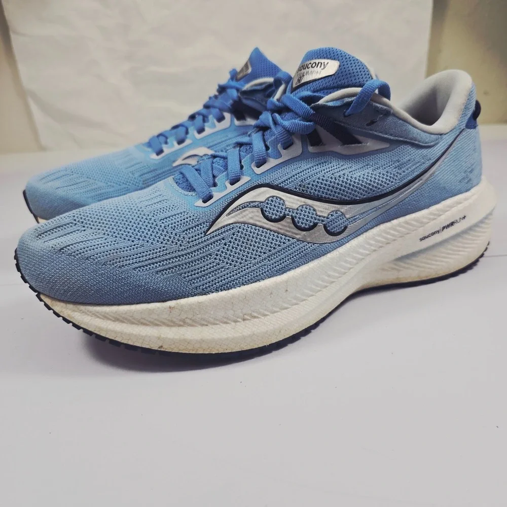 Saucony Triumph 21 Running Athletic Shoes Womens US 10 Blue White Sneakers - Picture 2 of 14